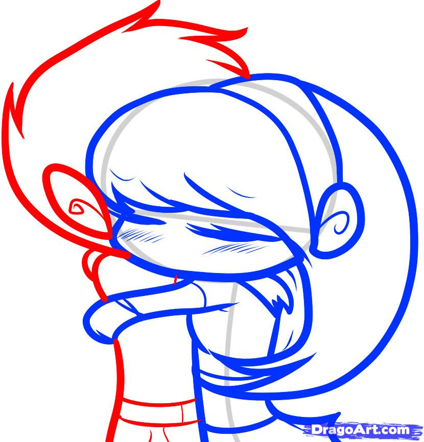 Sad Anime Boy And Girl Hugging Drawing
