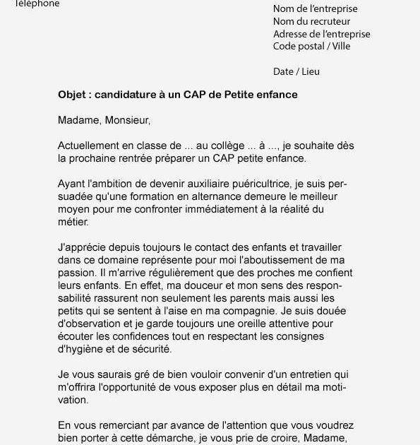 Lettre De Motivation Mairie Creche  Kata Baca g