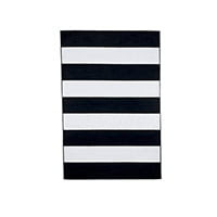 Striped area rug in black and white in multiple sizes