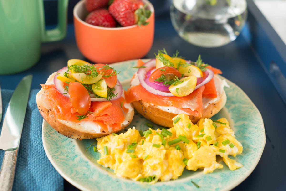 What salad goes with smoked salmon? Garlic My Soul Breakfast In Bed Smoked Salmon Bagels