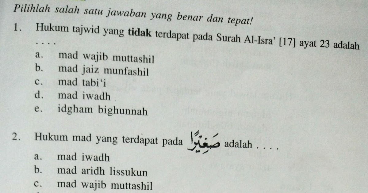 Contoh Soal Agama Islam Berpikir Kritis Pilihan Ganda