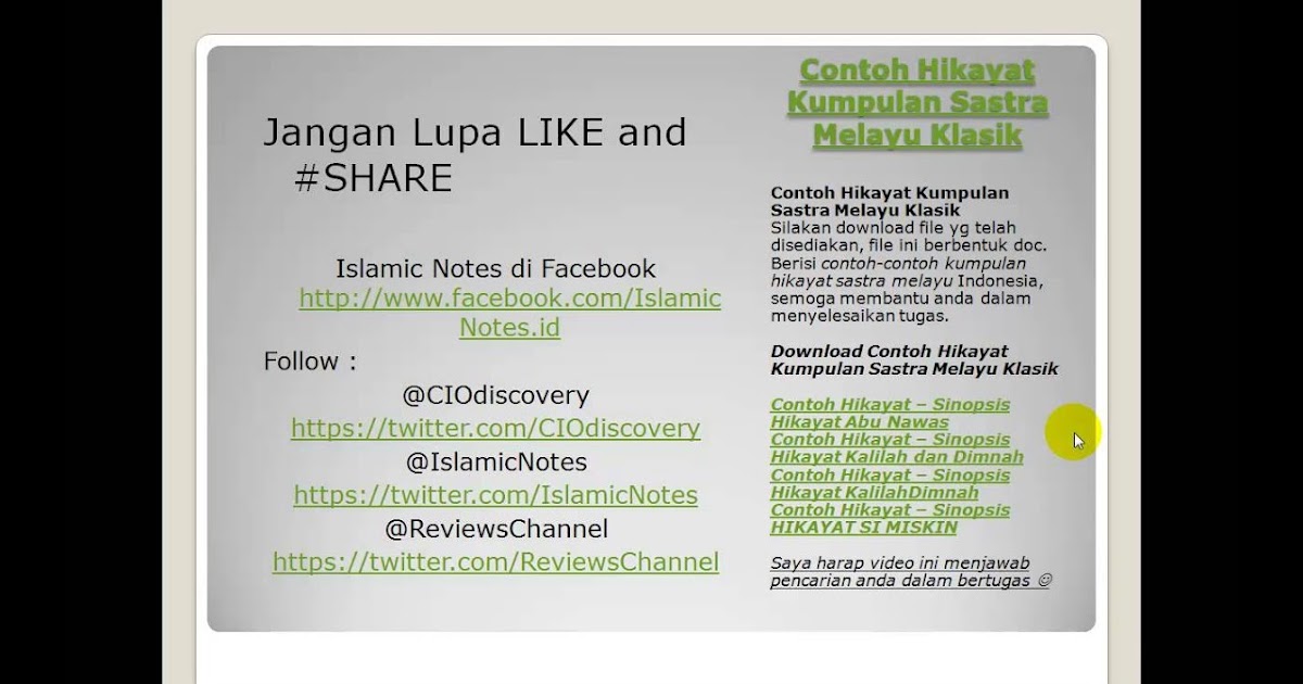 Contoh Hikayat Sastra Melayu Klasik Hang Tuah - Contoh O