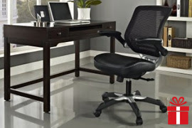 LexMod Edge Office Chair with Mesh Back & Leatherette Seat