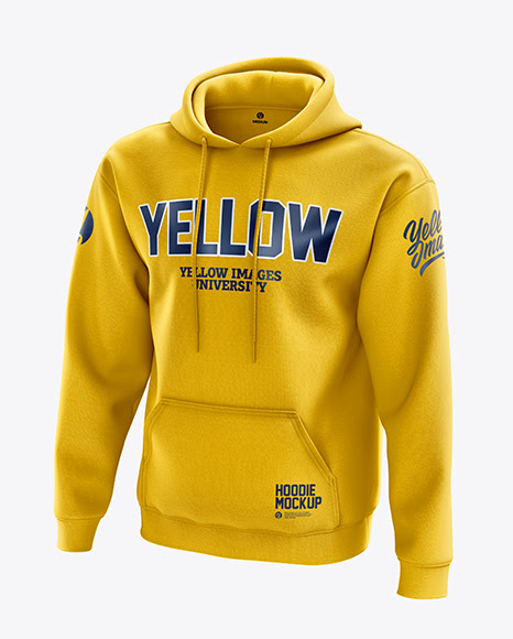 Download Free Men's Heavyweight Hoodie mockup (Half Side View) (PSD)