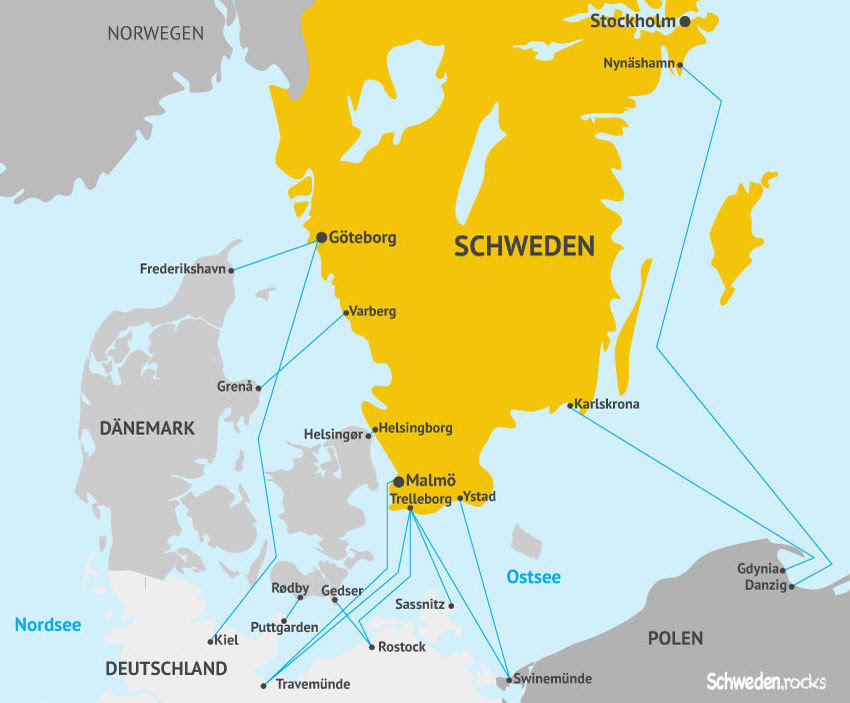Schweden auf der karte europas. Mit Der Fahre Nach Schweden Alle Fahren Verbindungen