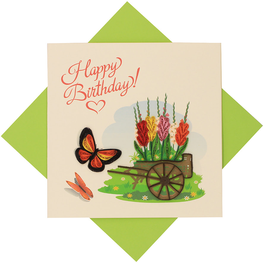 Funny, cute & vintage designs. Quilled Butterfly Birthday Card Quilling Happy Birthday Greeting Card