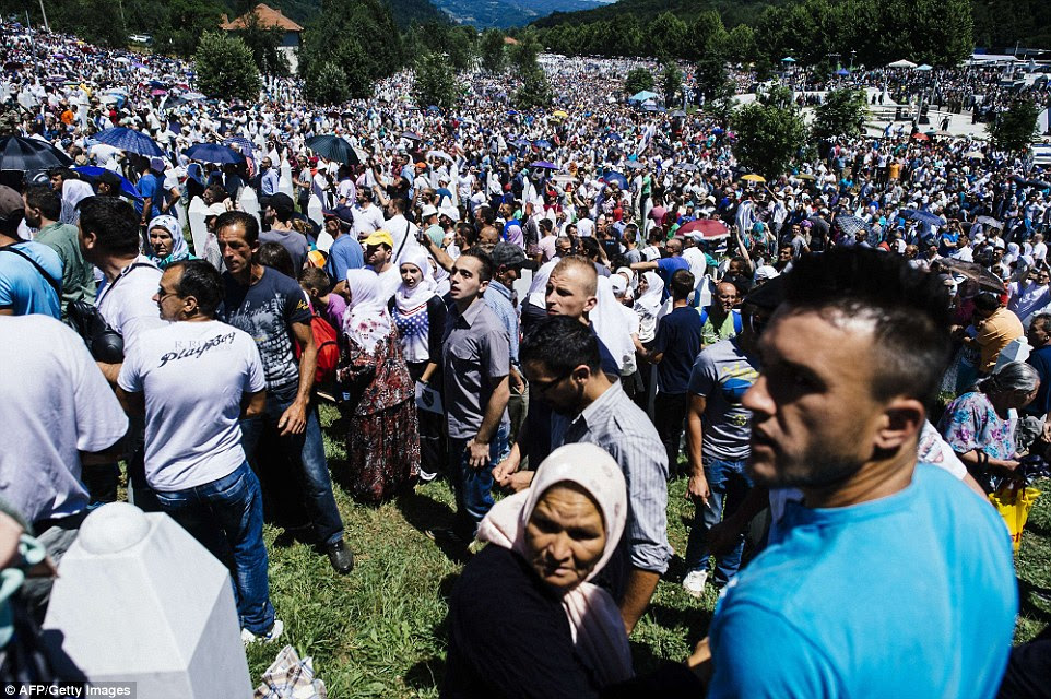 Most unhappy crowds at Srebrenica Saturday 11 July 2015 at seeing Serbia's Prime Minister Aleksanadar Vucic there