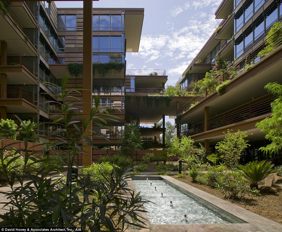 Tranquil: Optima Camelview Village in Scottdale, Arizona uses greenery and water features to combat the desert heat