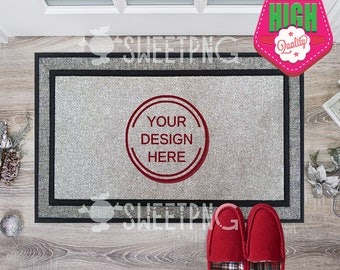 Download Doormat Mockup White Wood Background | Digital File | Christmas Holiday Doormat Mockup ...