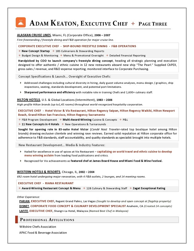 Executive chef resume examples