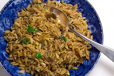 Risotto-style orzo with Porcini mushrooms