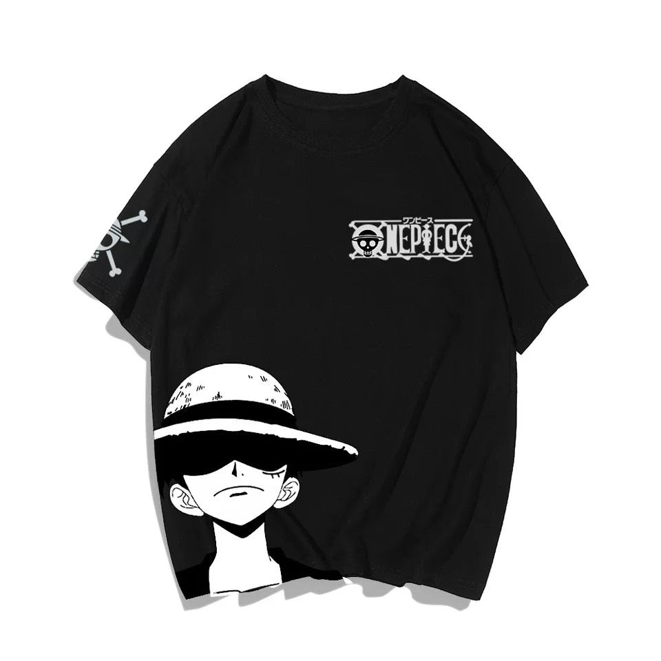 Luffy black and white anime bleach, ichigo kurosaki, white, mammal, monochrome png. One Piece Stampede Monkey D Luffy Summer T Shirt Circumtoy