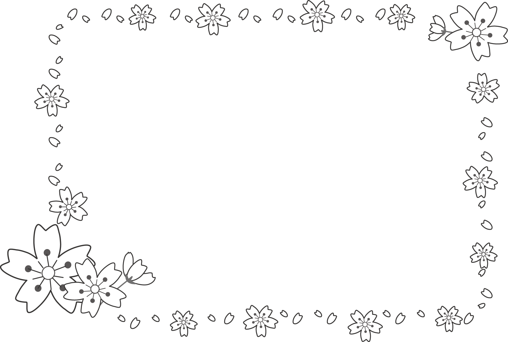 無料印刷可能桜 イラスト 枠 白黒 かわいいディズニー画像