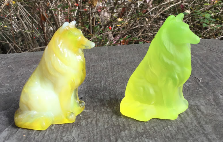 Cambridge glass green uranium glass art deco two kids figural flower frog 9 $285.00. What Is Vaseline Glass How To Identify Glass Collie