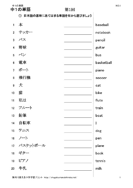 上英単語 テスト プリント 最高のぬりえ