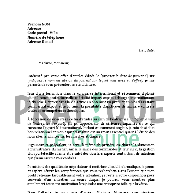 Lettre De Motivation Commerce International Stage - Perodua p