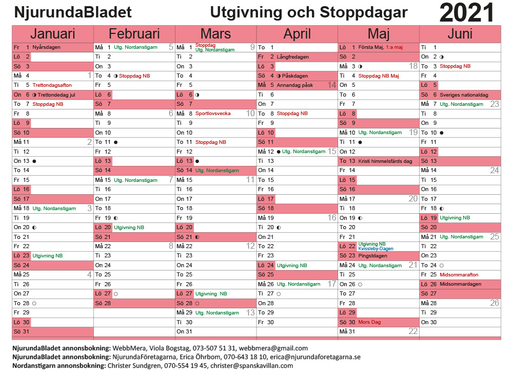 Utskrivbara kalender 2021 skriva ut / : Utgivningsplan