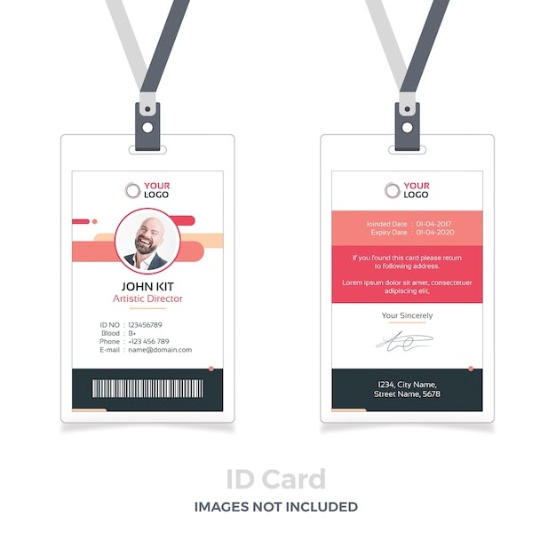 Download Red id card mockup with ribbon PSD Template - Free ...