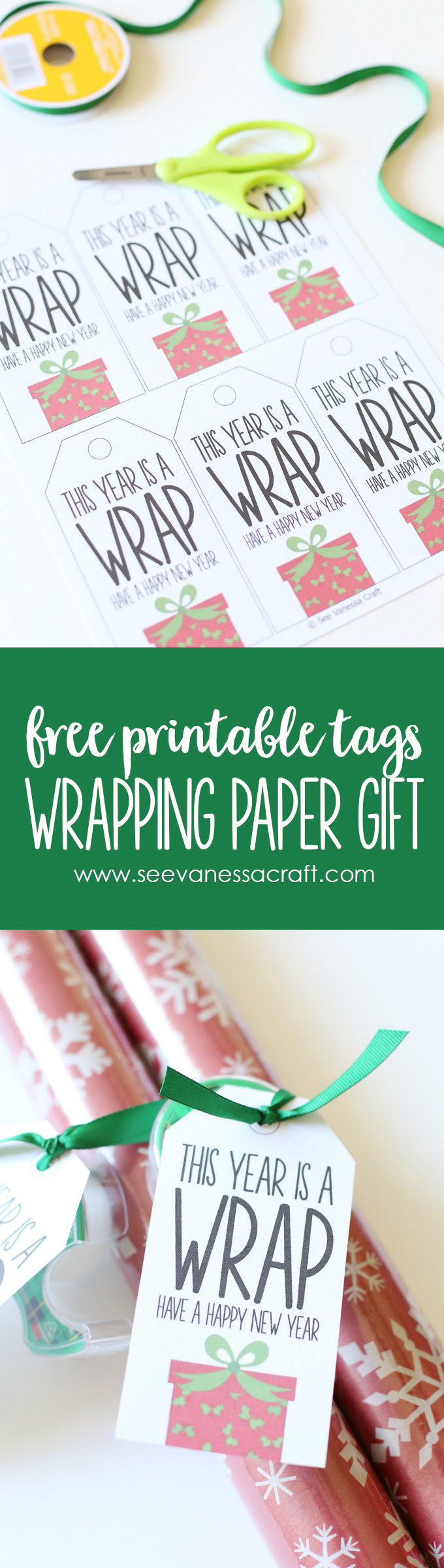 Christmas kraft paper tags supplies labels hanging wrapper accessory 100 pcs/lot. Christmas Wrapping Paper Gift Idea With Printable Tags See Vanessa Craft