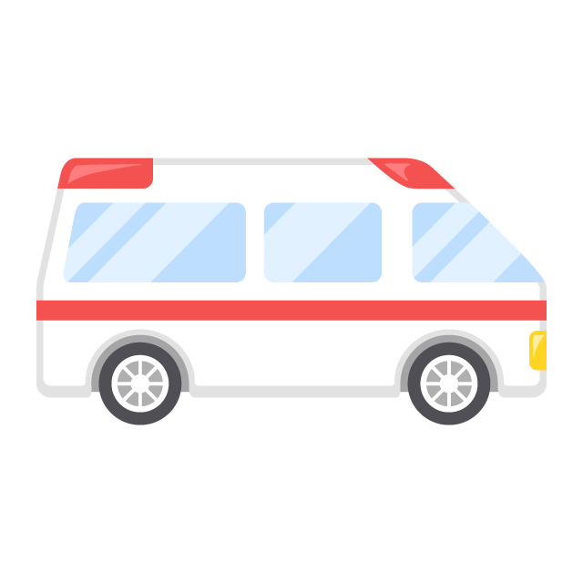 子供向けぬりえ 綺麗な救急車 イラスト 無料 かわいい