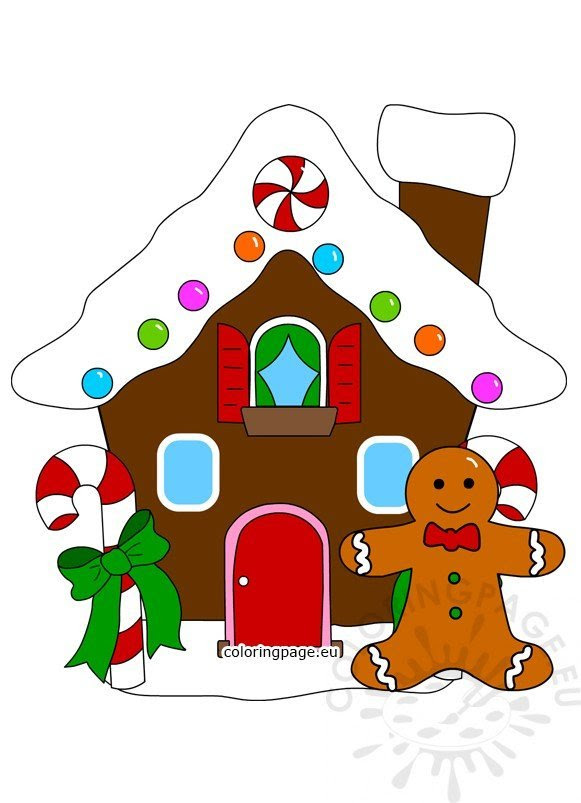 Gingerbread theme coloring pages for toddlers, preschool and kindergarten. Gingerbread House With Gingerbread Man Printable Coloring Page
