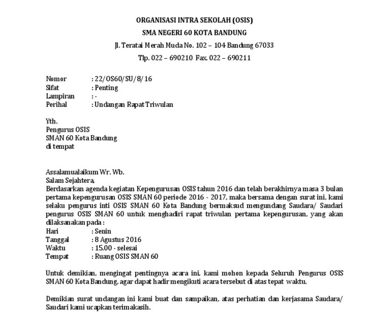 Dokumen Undangan Rapat Pembentukan Organisasi Sekolah ...