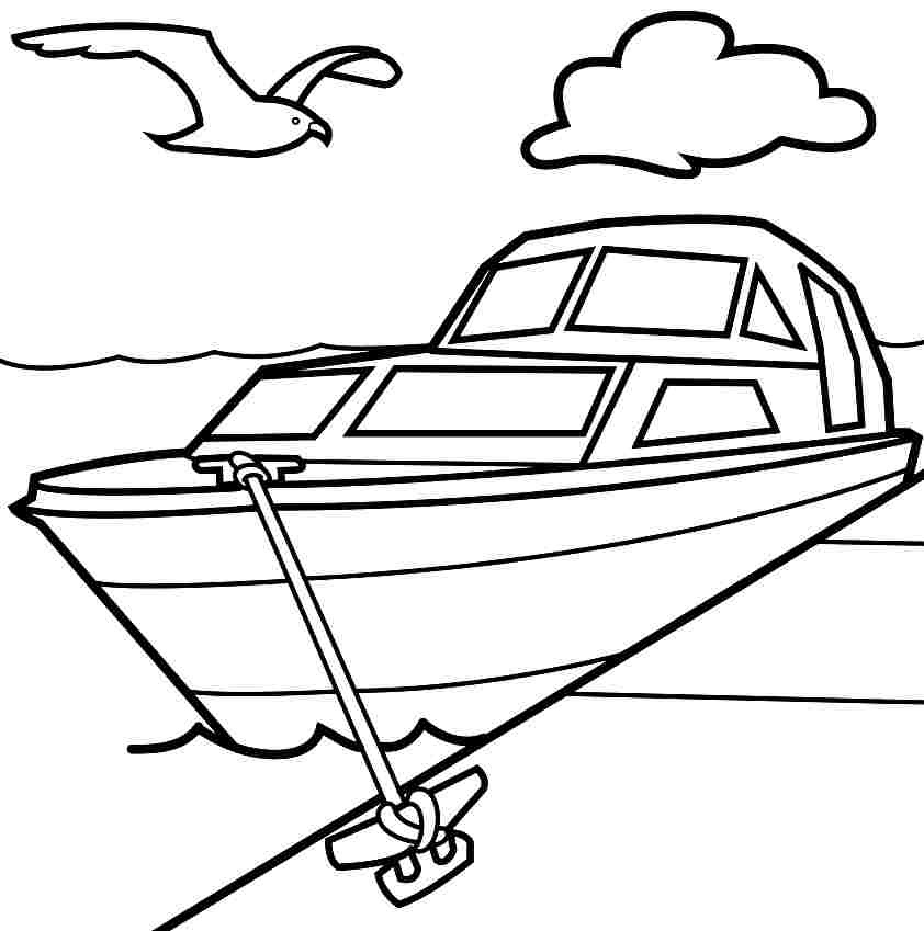 Spring or summer joy themed coloring page with two happy frogs in a boat. Boat Dock Drawing Easy Clip Art Library