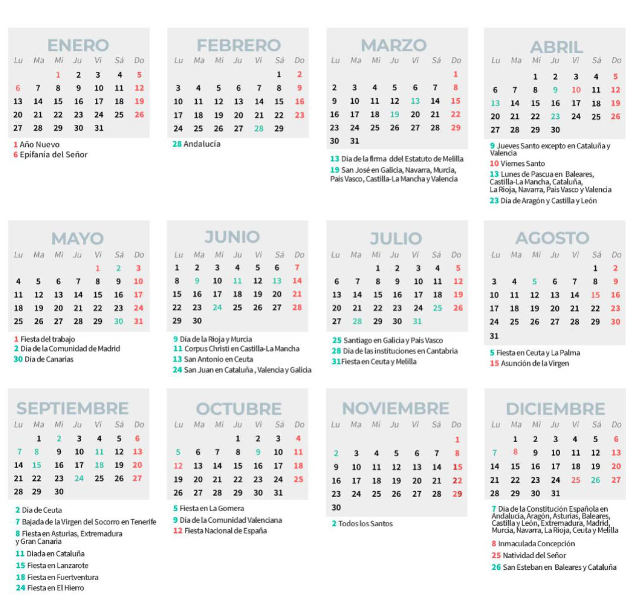 Calendario laboral bizkaia 2021 en pdf para imprimir con los días festivos de bizkaia, días festivos de euskadi y fiestas de españa. Calendario Laboral 2020 Consulta Los Dias Festivos En Tu Comunidad Economia Cadena Ser