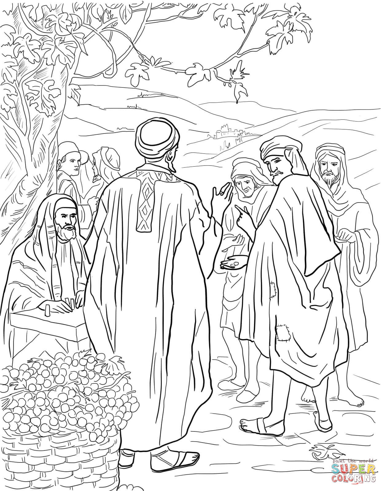 Ebenso ist es mit dem wort gottes, da alles wichtig ist darin, ist das, was mehr als einmal wiederholt wird, besonders wichtig und sollte aufmerksam gehört werden. Ausmalbild Das Gleichnis Von Den Arbeitern Im Weinberg Ausmalbilder Kostenlos Zum Ausdrucken