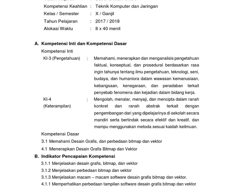 Rpp Dasar Desain  Grafis  Kurikulum  2013 Revisi 2022 Doc 