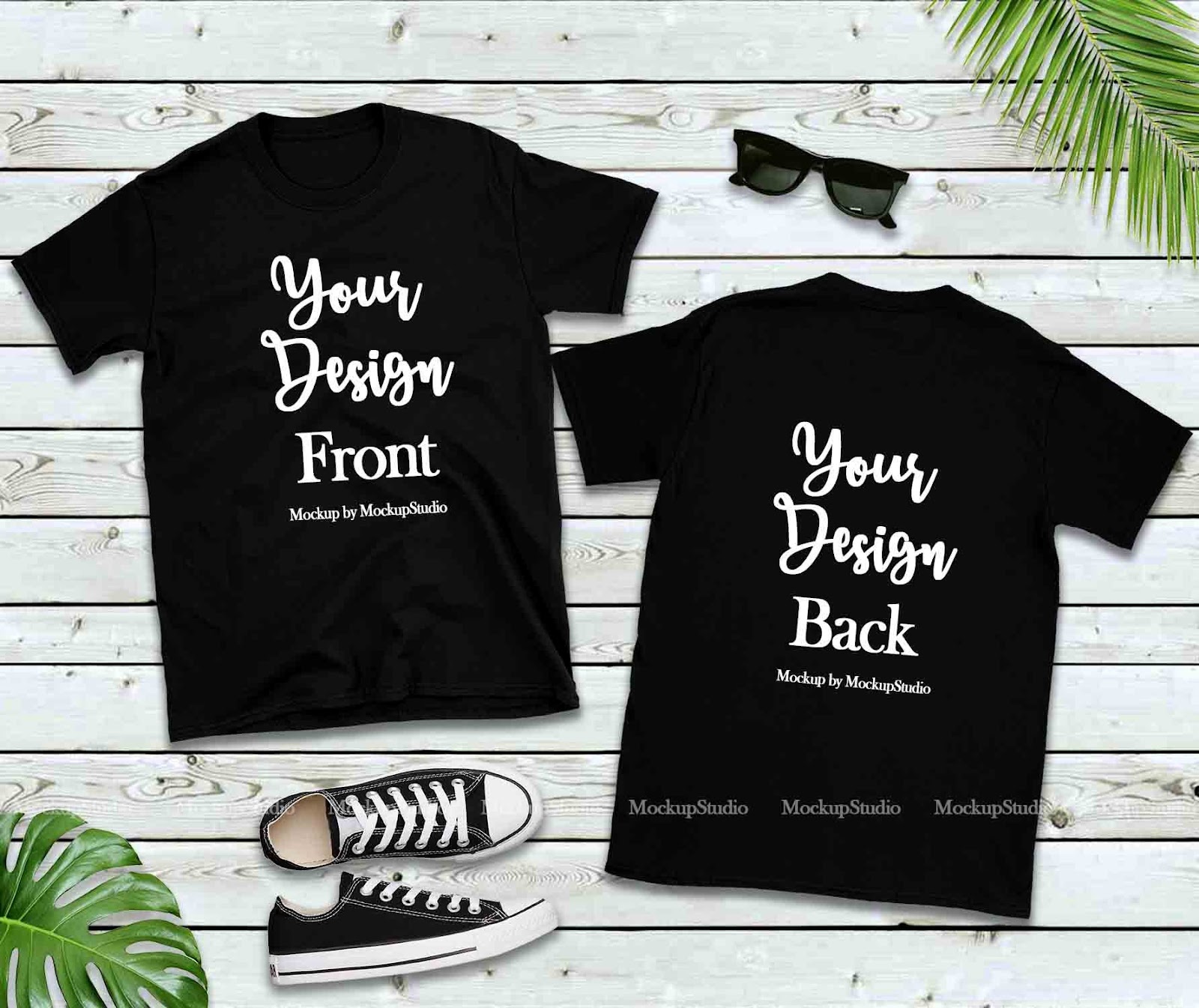 Download 627+ Black T Shirt Mockup Front And Back Mockups Builder