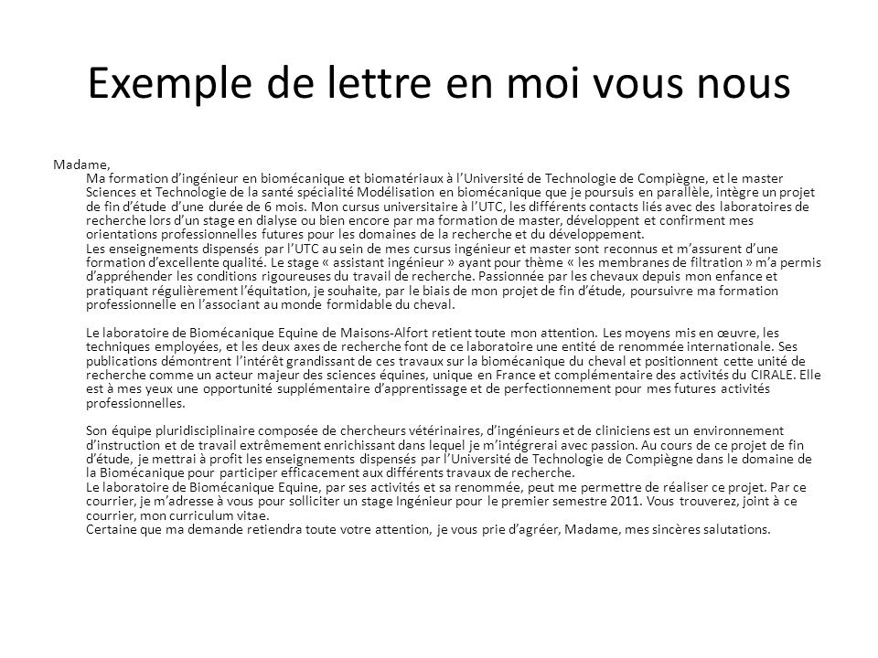 Application Letter Sample: Modele De Lettre De Motivation 