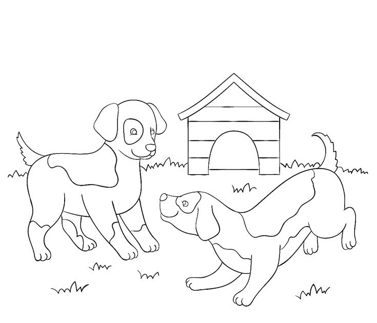 Two Dogs With Popcorn Coloring Pages - Printable Popcorn Coloring Pages