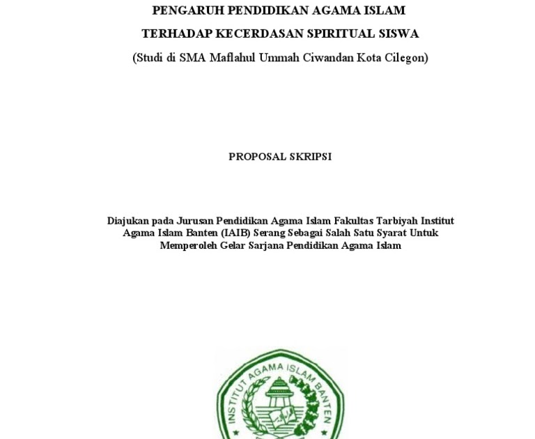 Contoh Proposal Skripsi Pai Tarbiyah Pdf  Kumpulan Berbagai Skripsi