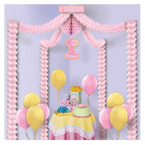 Pink themed party décor can be a perfect idea for your baby girl's first birthday party. Baby Girls 1st Birthday Canopy Hanging Decoration Accent Gift Cake Table Party