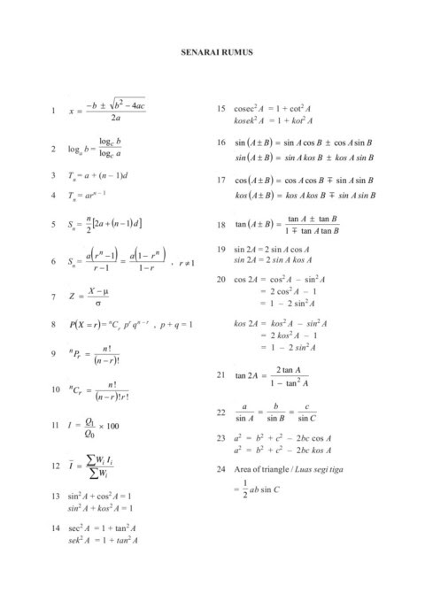 15+ Formula Matematik