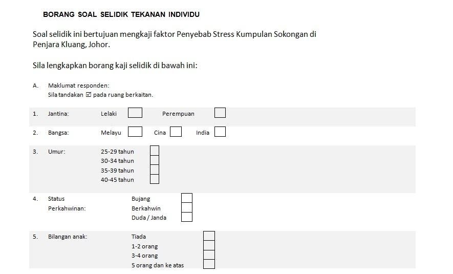 Contoh Soalan Soal Selidik Stress - Soalan k