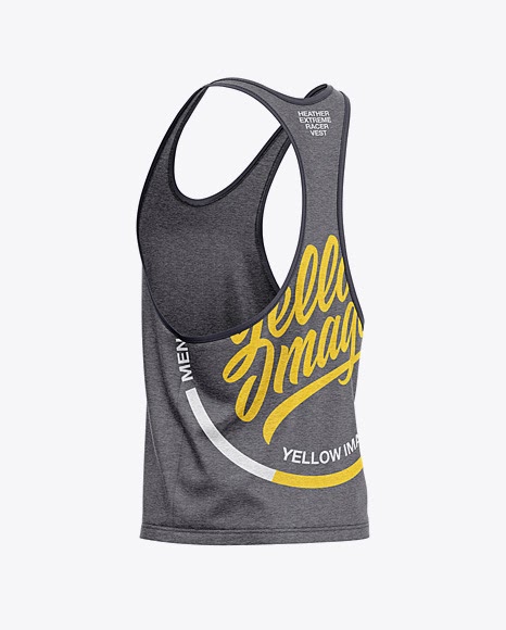 Download Free Men's Heather Racer-Back Tank Top Mockup - Back Half ...