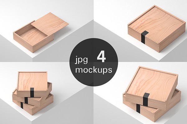 Download Free Wooden Boxes Mockup - 4 jpg files PSD Mockups Design by CM