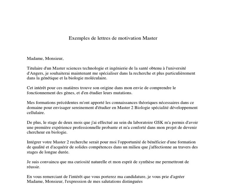 Exemple De Lettre De Motivation Pour Université Laval  inggridolsen