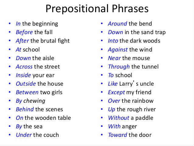 See 8 authoritative translations of phrase in spanish with example sentences, conjugations and audio pronunciations. What Are Prepositional Phrases