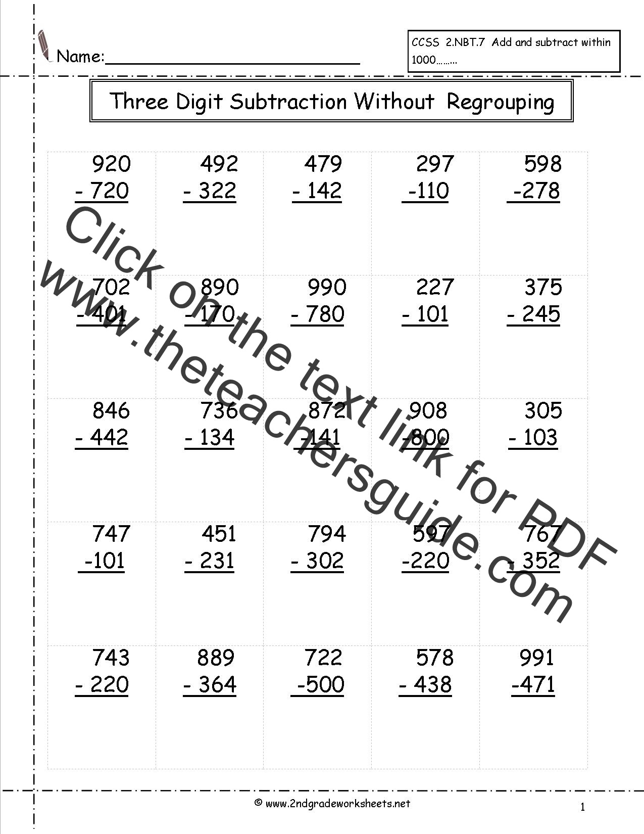 Take a look at our double digit subtraction worksheets to help your child learn and practice their subtraction skills without regrouping. Three Digit Subtraction Worksheets