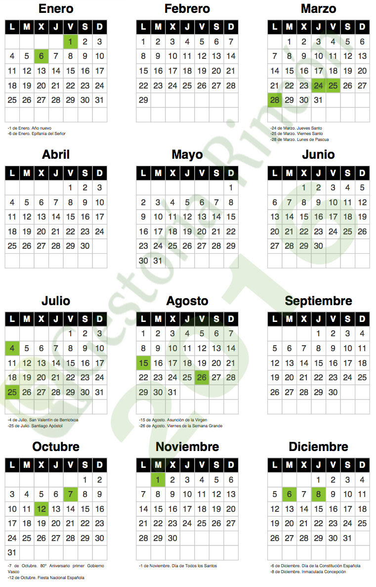 Este calendario anual del 2021 es muy práctico. Calendario Laboral Para El 2016 En Bizkaia
