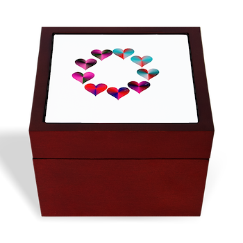 Circle of Iridescent Hearts Keepsake Box