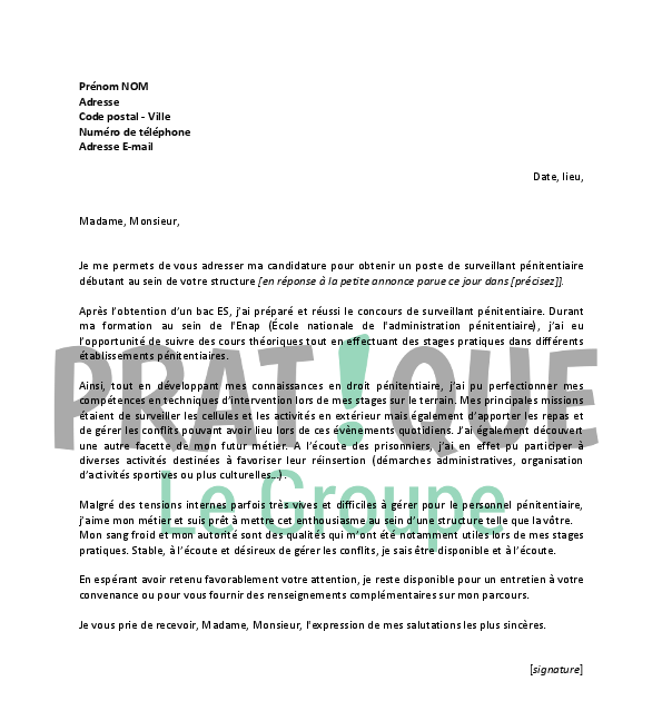 Lettre De Motivation Gardien De Parc  Perodua k