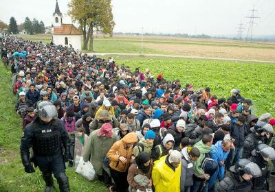 October 2015 Refugees and migrants making their way across Croatia to Slovenia