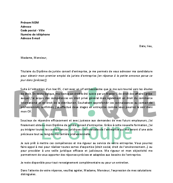Lettre Motivation Juriste Immobilier Exemple Modele - C Soalan