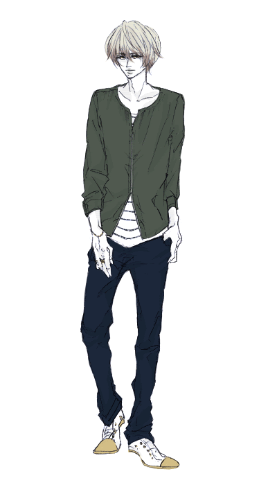 エレガント男子 私服 イラスト 美しい花の画像