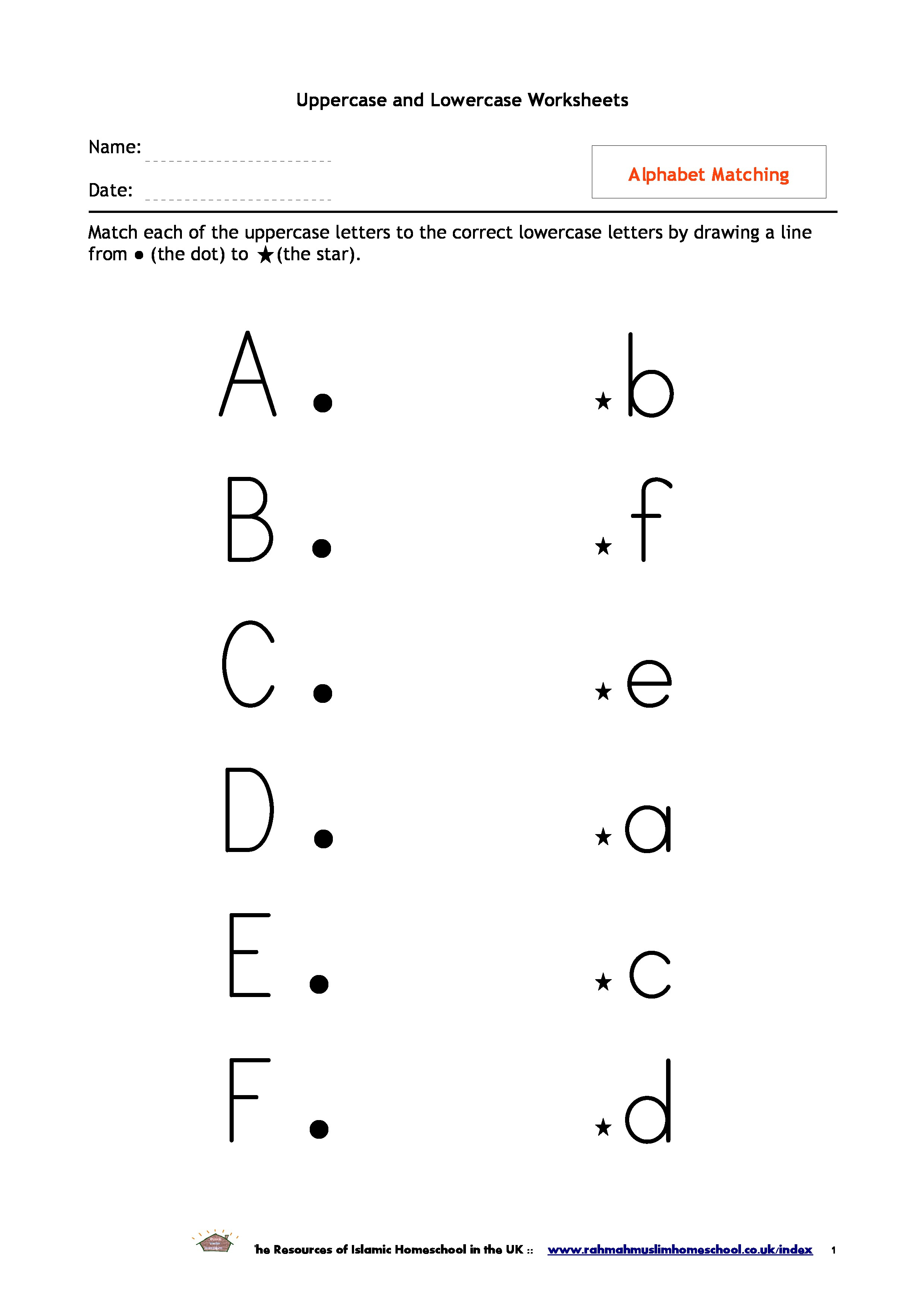 Make learning fun with printable worksheets. Alphabet Matching Worksheets The Resources Of Islamic Homeschool In The Uk