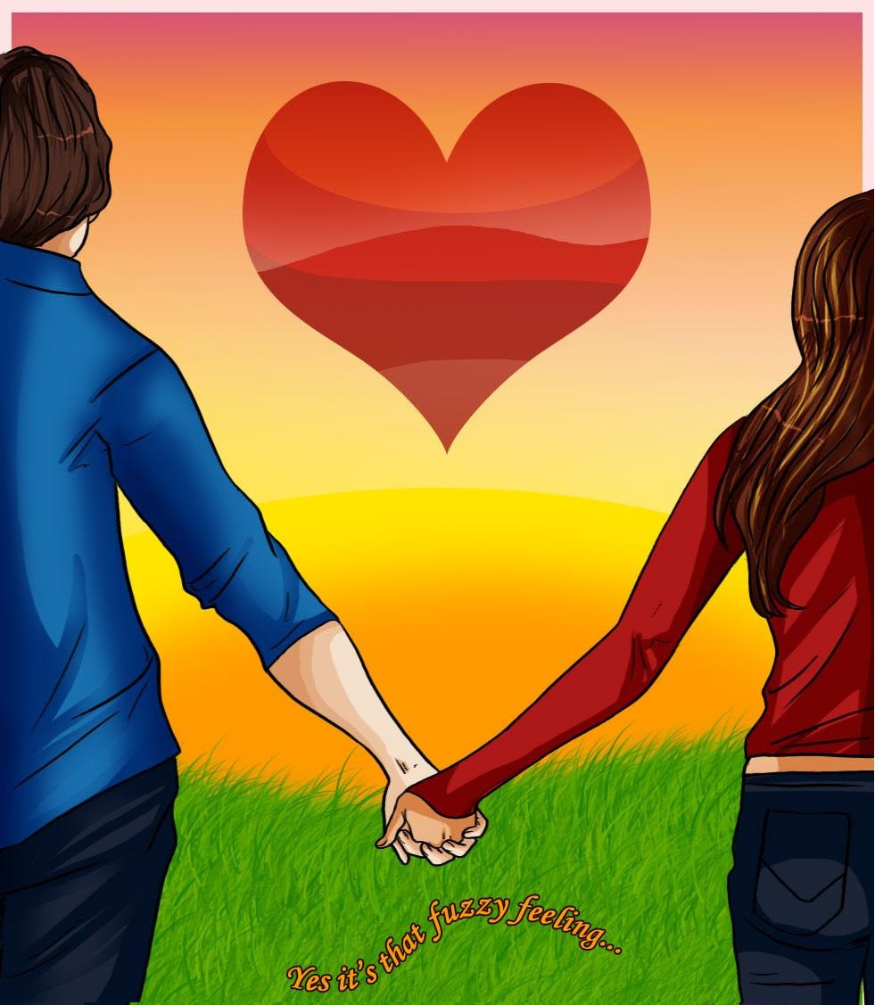 Sunset Anime Girl And Boy Holding Hands